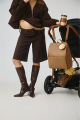 The Everyday Diaper Backpack in Camel Vegan Leather
